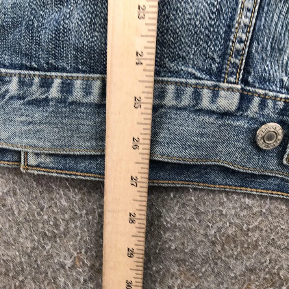 Levi's Jacket Mens Large Blue Denim Bomber Button Ripped Distressed Western
